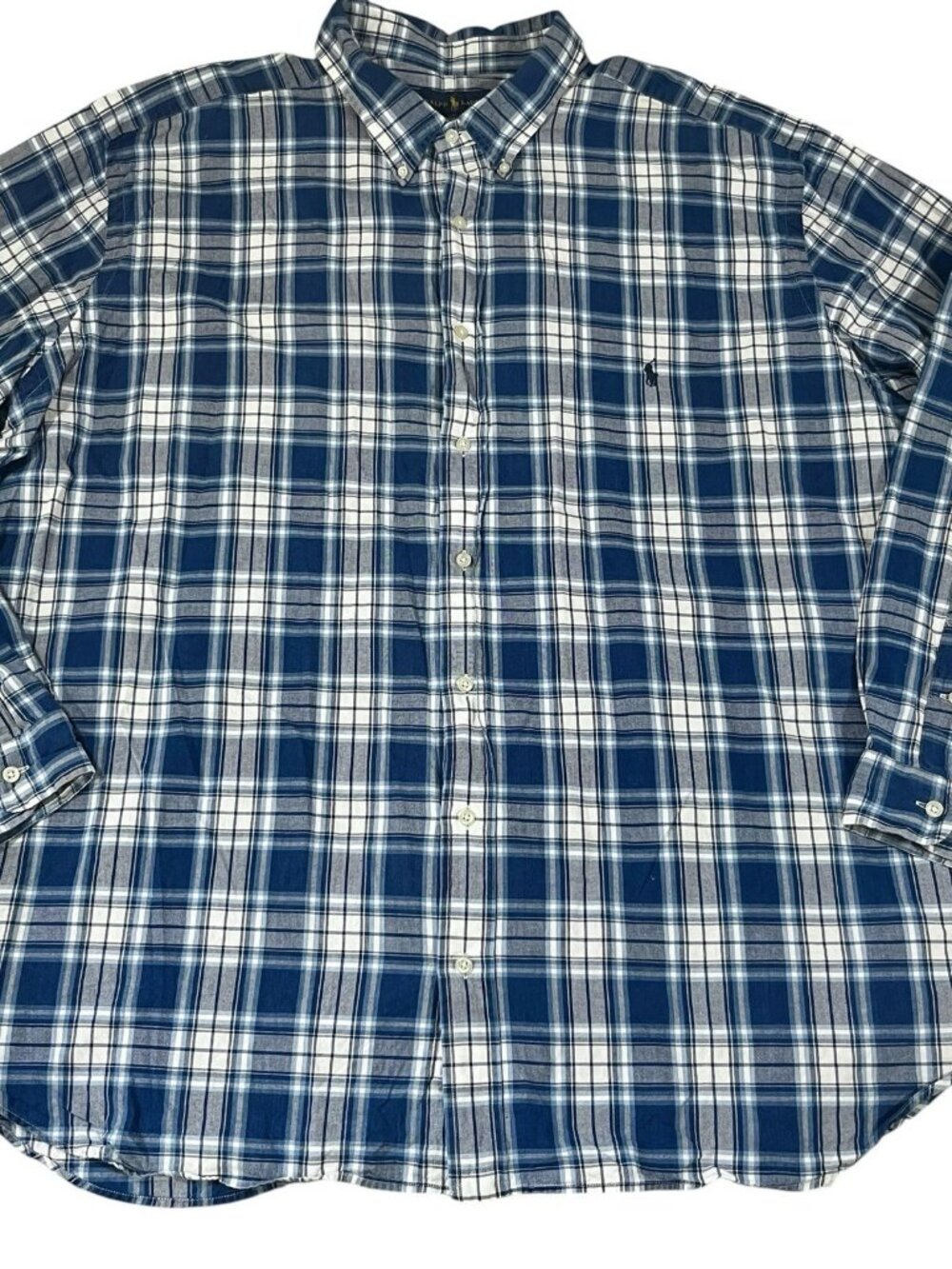 Polo Ralph Lauren Indigo oxford plaid logo Shirt LS Men's Size 4XB